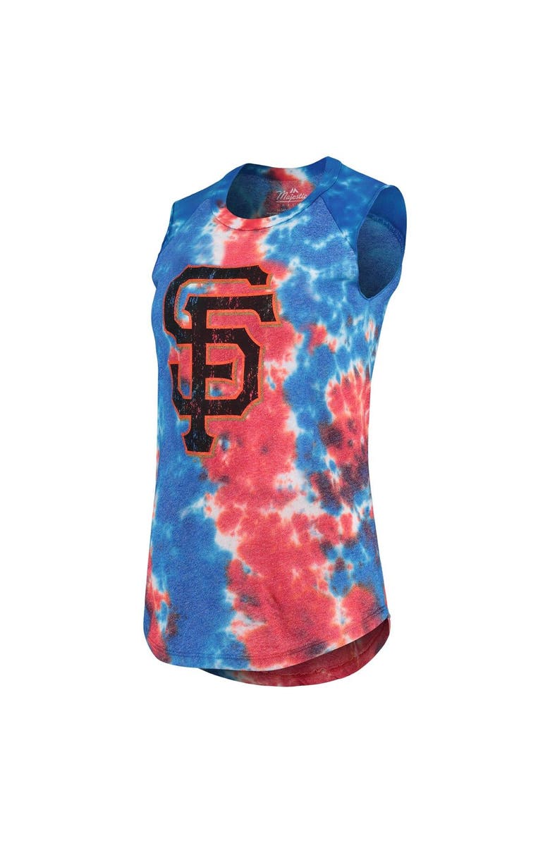 Majestic Threads Women's Majestic Threads Red/Blue San Francisco Giants Tie-Dye Tri-Blend Muscle Tank Top, Alternate, color, Red