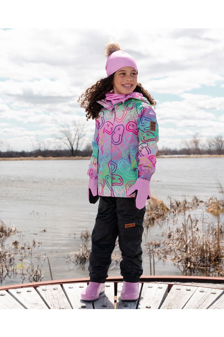 Girl Mid-Season Mittens in Recycled Polyester, Alternate, color, Pink