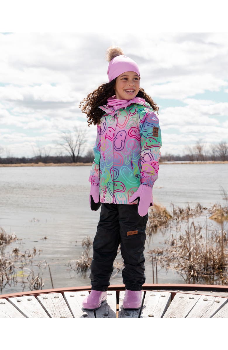 Deux par Deux Girl Mid-Season Mittens in Recycled Polyester, Alternate, color, Pink