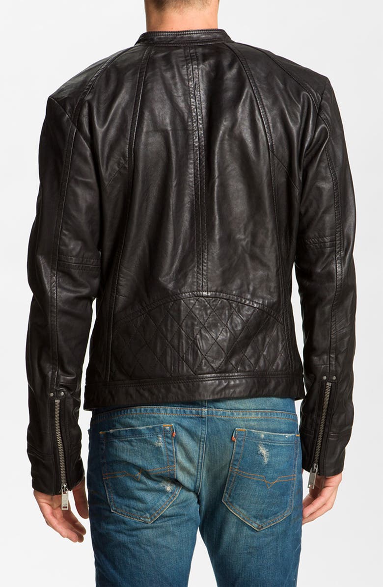 DIESEL<sup>®</sup> 'Leide' Extra Trim Fit Crinkled Leather Jacket, Alternate, color, 