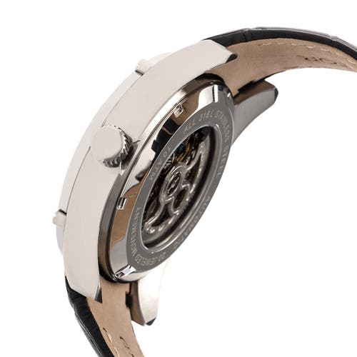 Heritor Automatic Daniels Semi-skeleton Leather-band Watch In Black