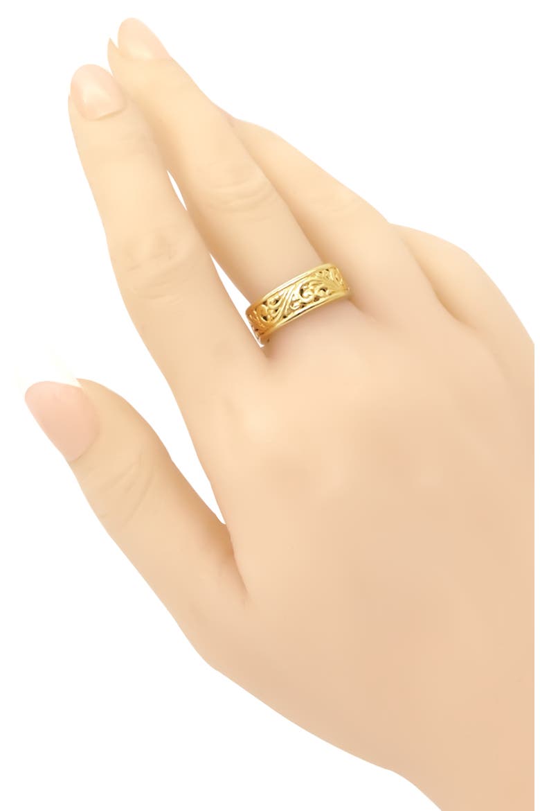 18K Yellow Gold Plated Sterling Silver Bali Ring, Alternate, color, GOLD