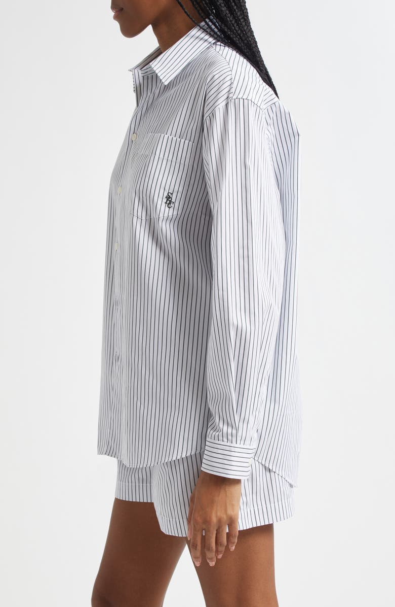Sporty & Rich SRC Stripe Oversize Cotton Poplin Button-Up Shirt, Alternate, color, 