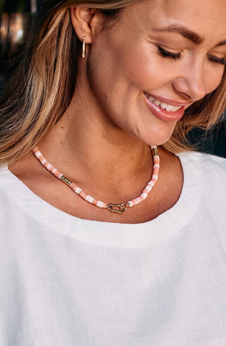 Brook and York Capri Beaded Shell Necklace, Alternate, color, Gold/ Pink