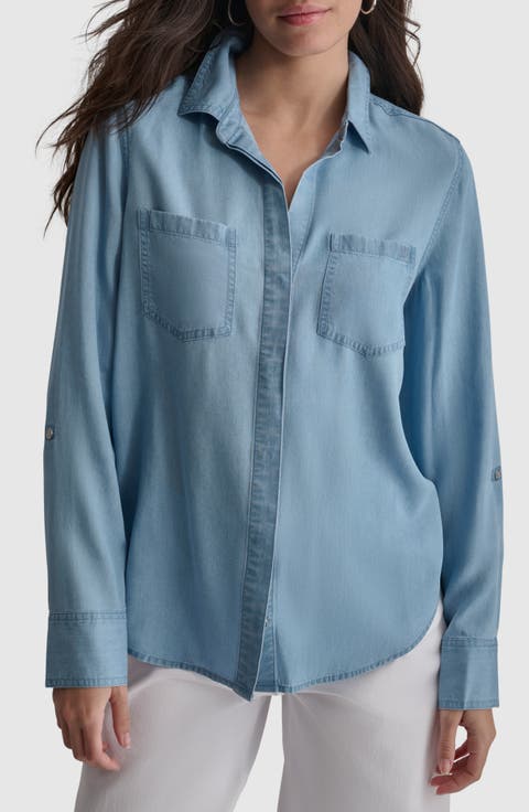 Tencel® Lyocell Chambray Button-Up Shirt