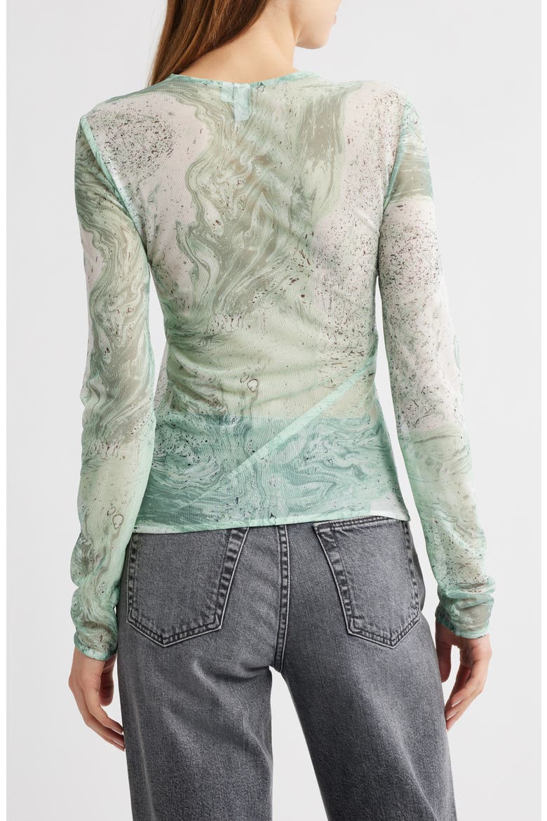 Marble Print Sheer Mesh Top, Alternate, color, GREEN MEDIUM DUSTY