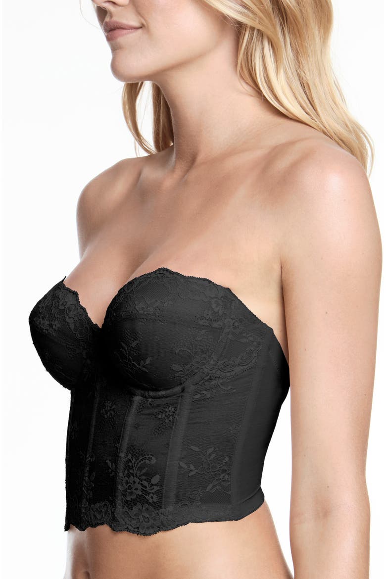 Tayler Lace Strapless Underwire Bustier, Alternate, color, Black