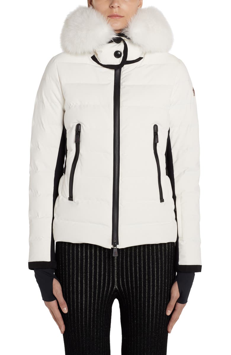 Moncler Lamoura Waterproof Quilted Down Puffer Coat with Removable Genuine Fox Fur Trim, Alternate, color,