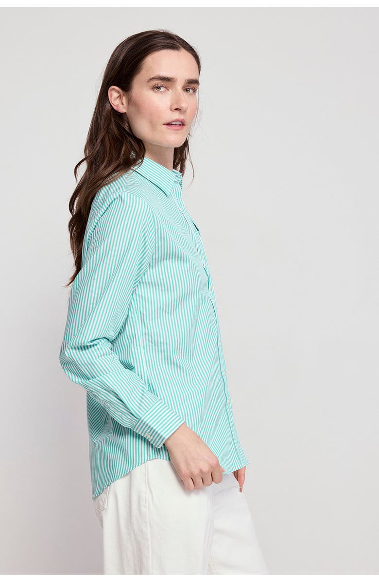 The Shirt by Rochelle Behrens The Icon Shirt in Stripe, Alternate, color, Green Stripe