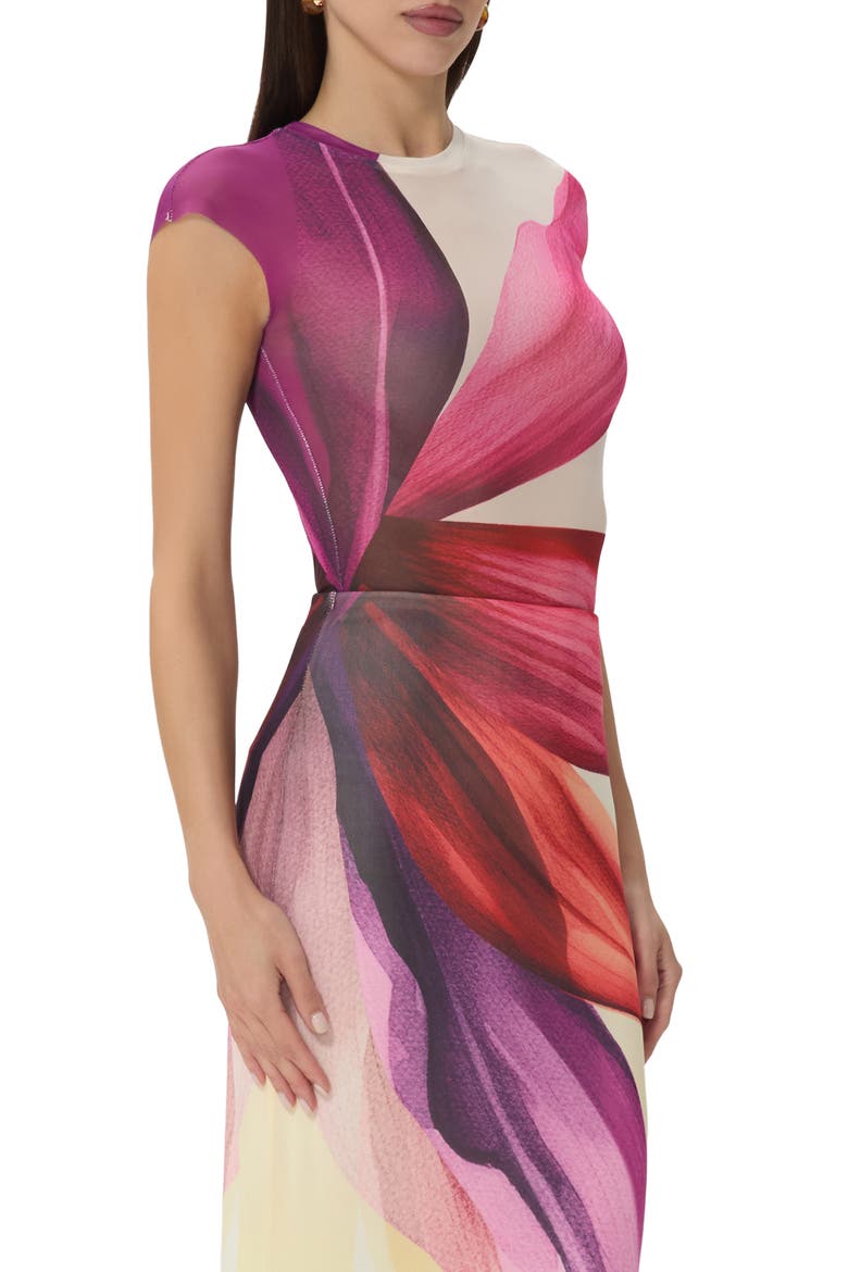 Nina Print Cap Sleeve Mesh Top, Alternate, color, LEMON LOTUS