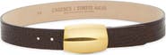 L
AGENCE Milou Domed Buckle Croc Embossed Patent Leather Belt
