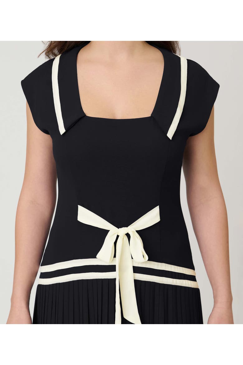 Pleated Flapper Day Dress, Alternate, color, Black w/ White Ribbon