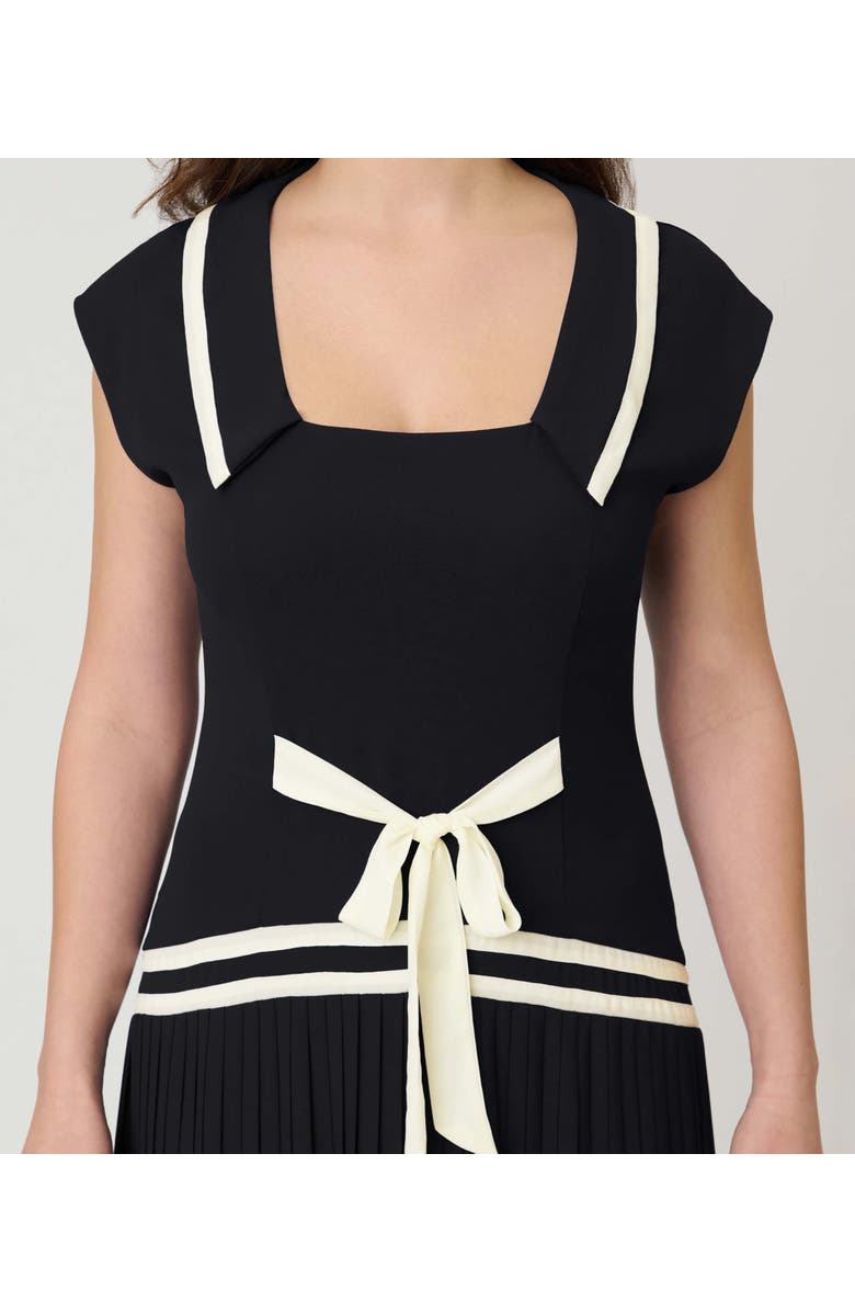 Unique Vintage Pleated Flapper Day Dress, Alternate, color, Black W/ White Ribbon