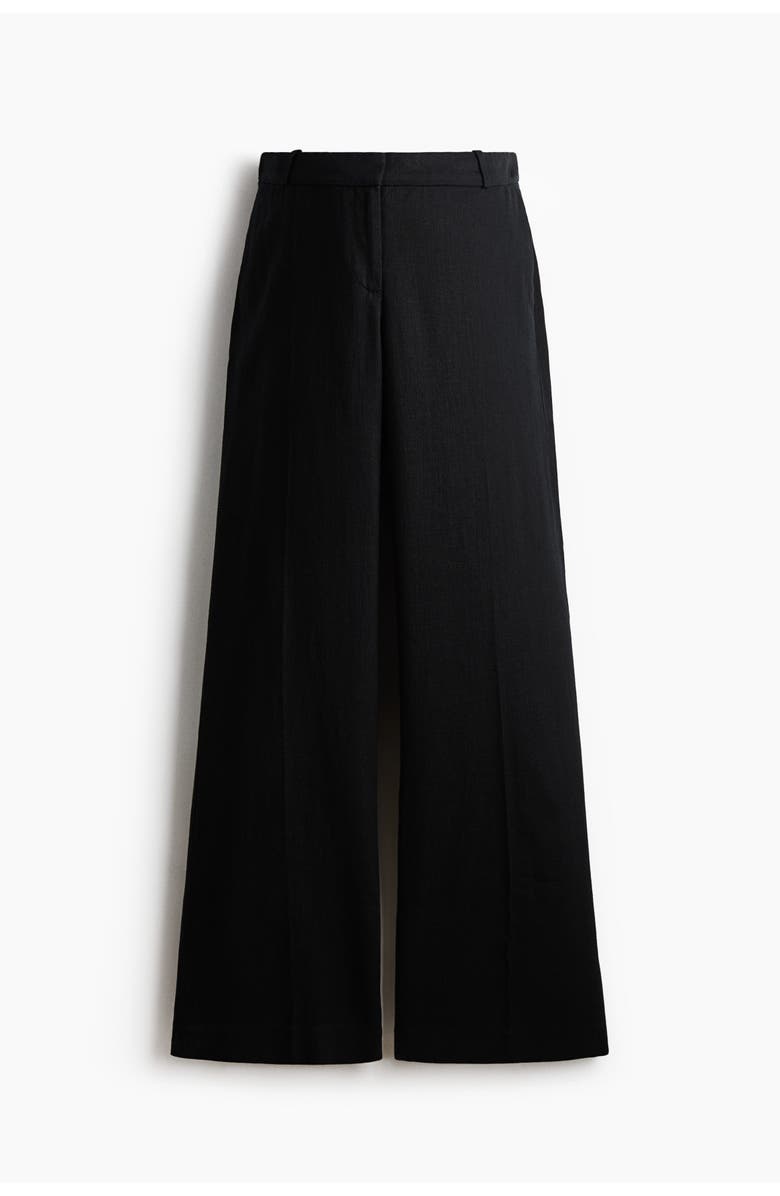 H&M Mama Linen-blend Tailored Trousers, Main, color, Black