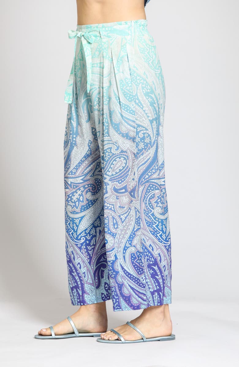 APNY Belted Print Ankle Wide Leg Pants, Alternate, color, 