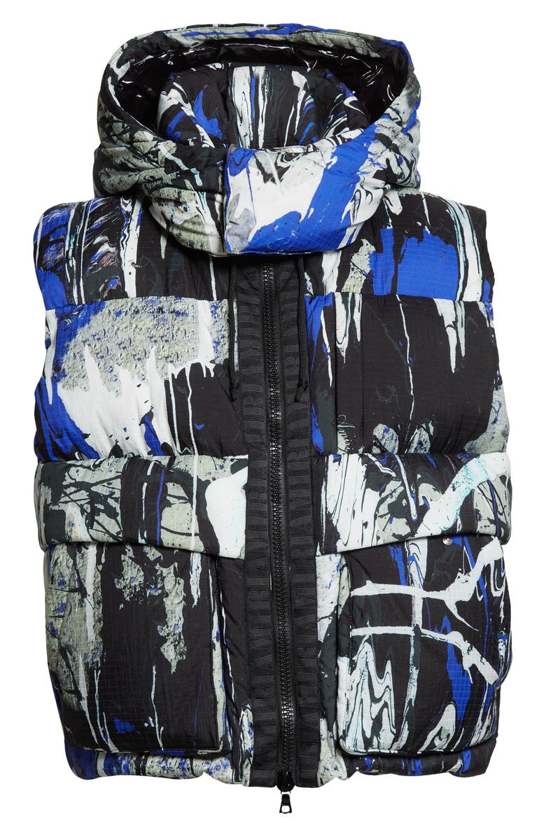 AMIRI Paint Splatter Hooded Down Puffer Vest, Alternate, color, 