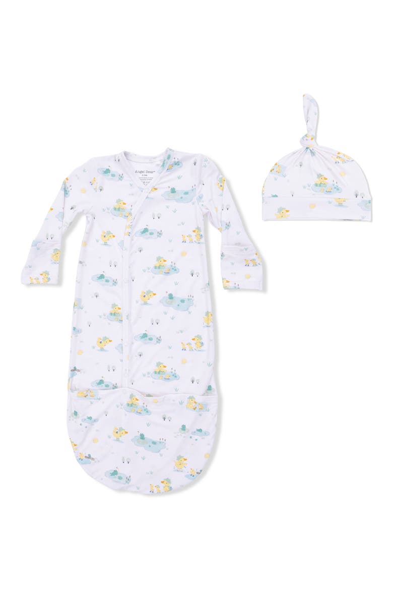 Frog & Duck Pond Convertible Gown & Hat Set, Main, color, CREAM