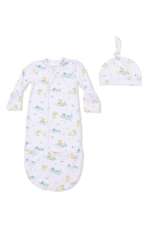Frog & Duck Pond Convertible Gown & Hat Set (Baby)
