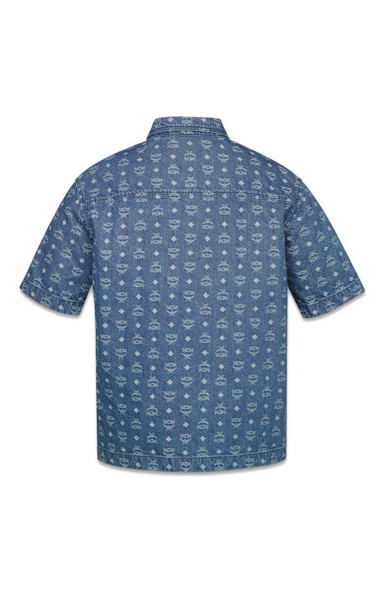 MCM Monogram Shirt in Denim Jacquard, Alternate, color, Blue