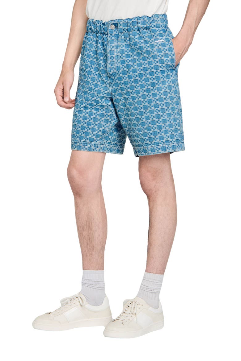 Square cross denim Bermuda shorts, Alternate, color, Sky blue