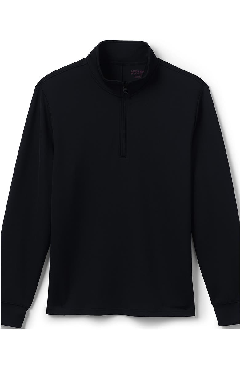 Lands' End School Uniform Quarter Zip Pullover, Alternate, color, Black