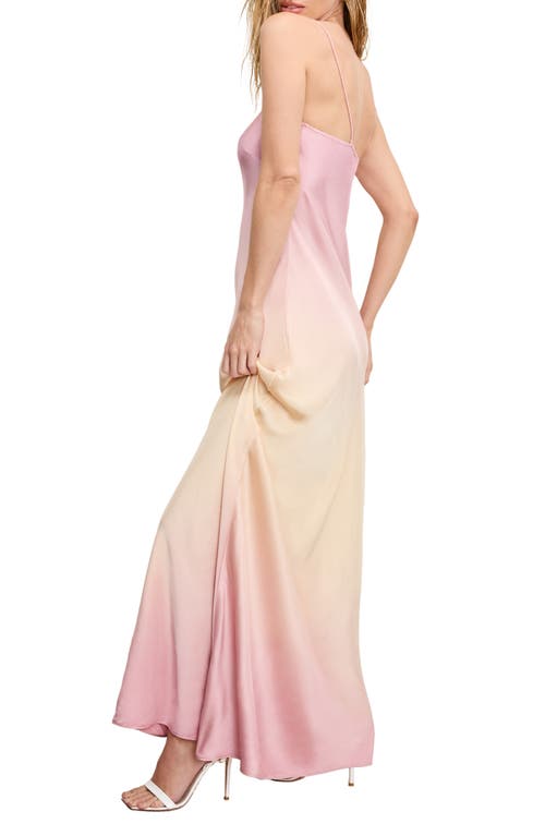 Shop Good American Satin Maxi Slipdress In Sunset Gradient004