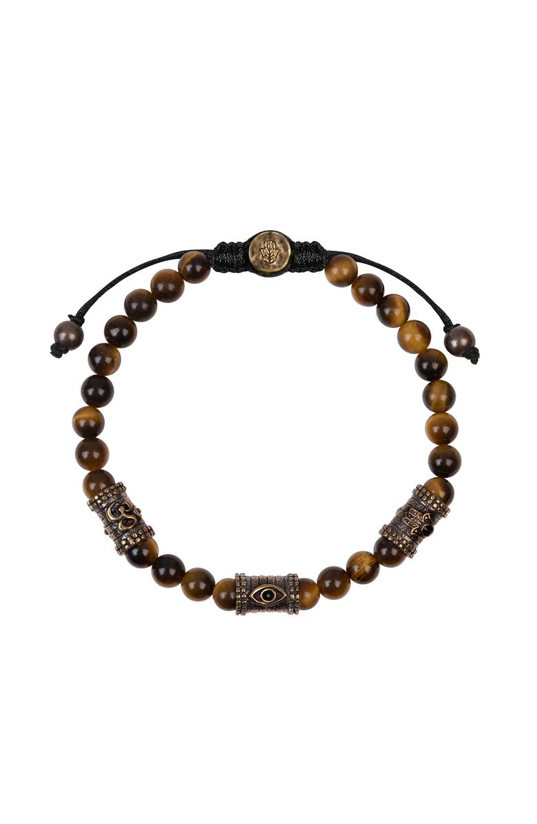 Karma and Luck Healing Courage - Tiger's Eye Triple Protection Bracelet, Main, color, Brown/Bronze