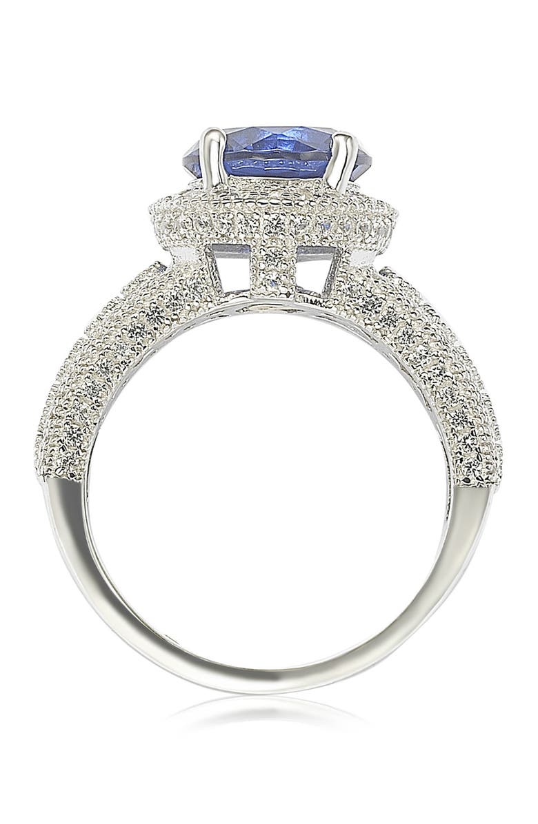 SUZY LEVIAN Sterling Silver Round-Cut Blue Sapphire & Diamond Accent Ring - 0.02 ctw, Alternate, color, Blue