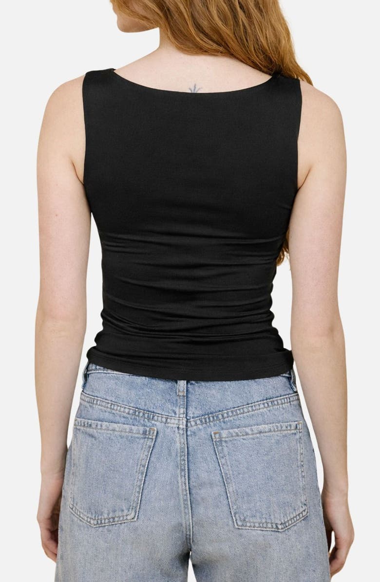 Blu Pepper Side Ruched Tank, Alternate, color, Black