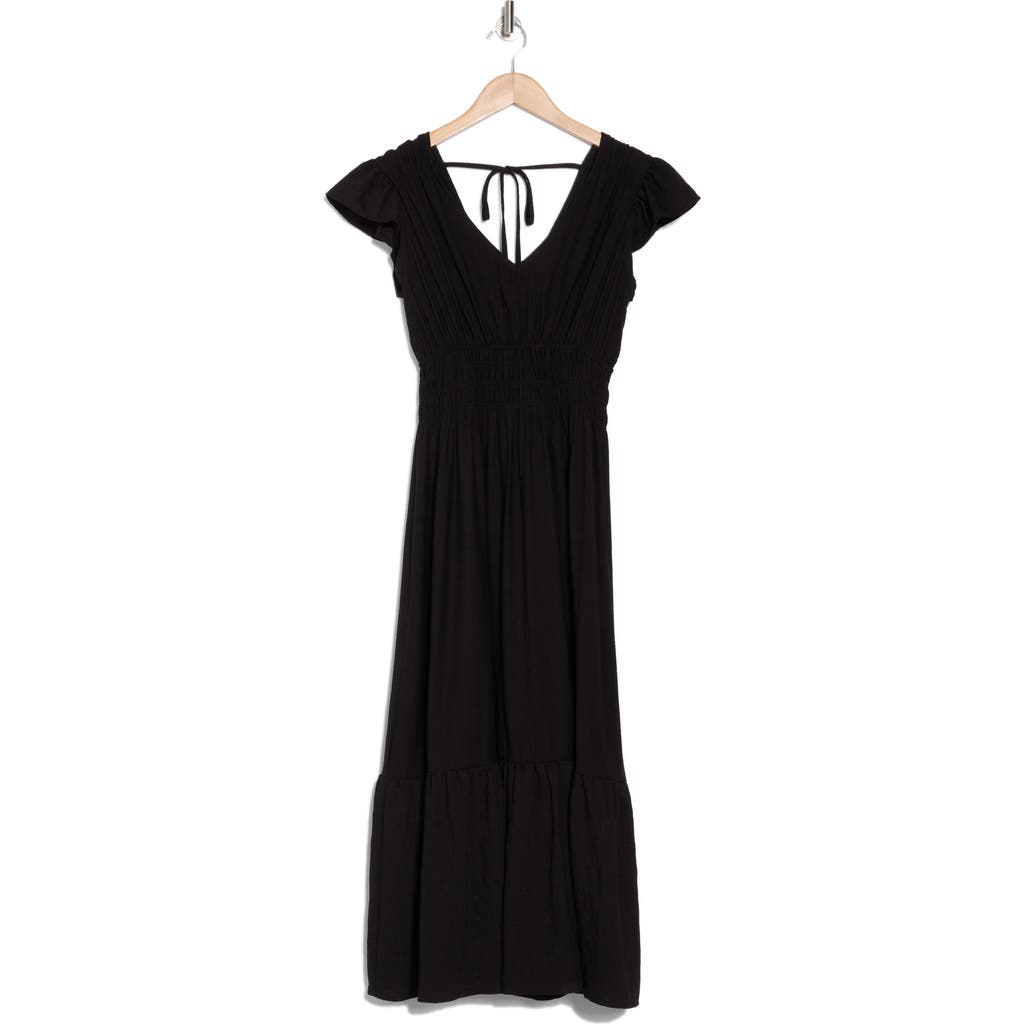 August Sky Flutter Sleeve Midi Dress