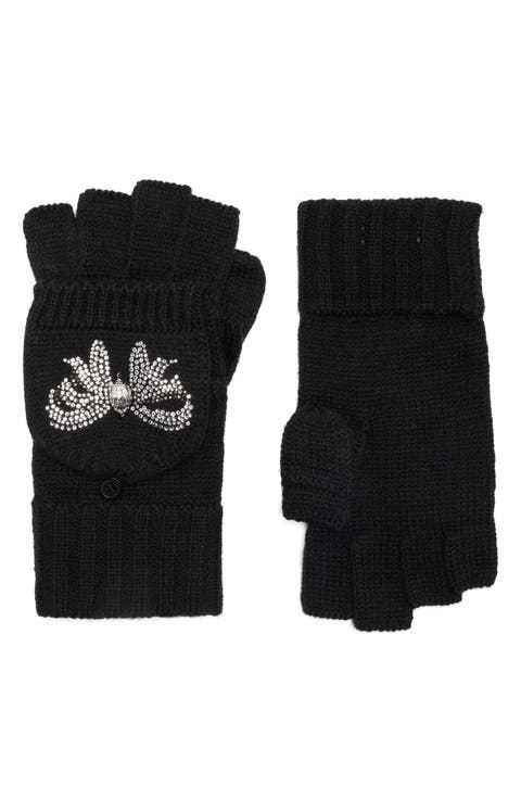 Crystal Bow Polo Fingerless Gloves