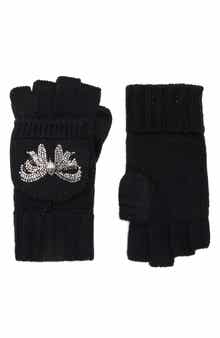Kurt Geiger London Crystal Bow Polo Fingerless Gloves