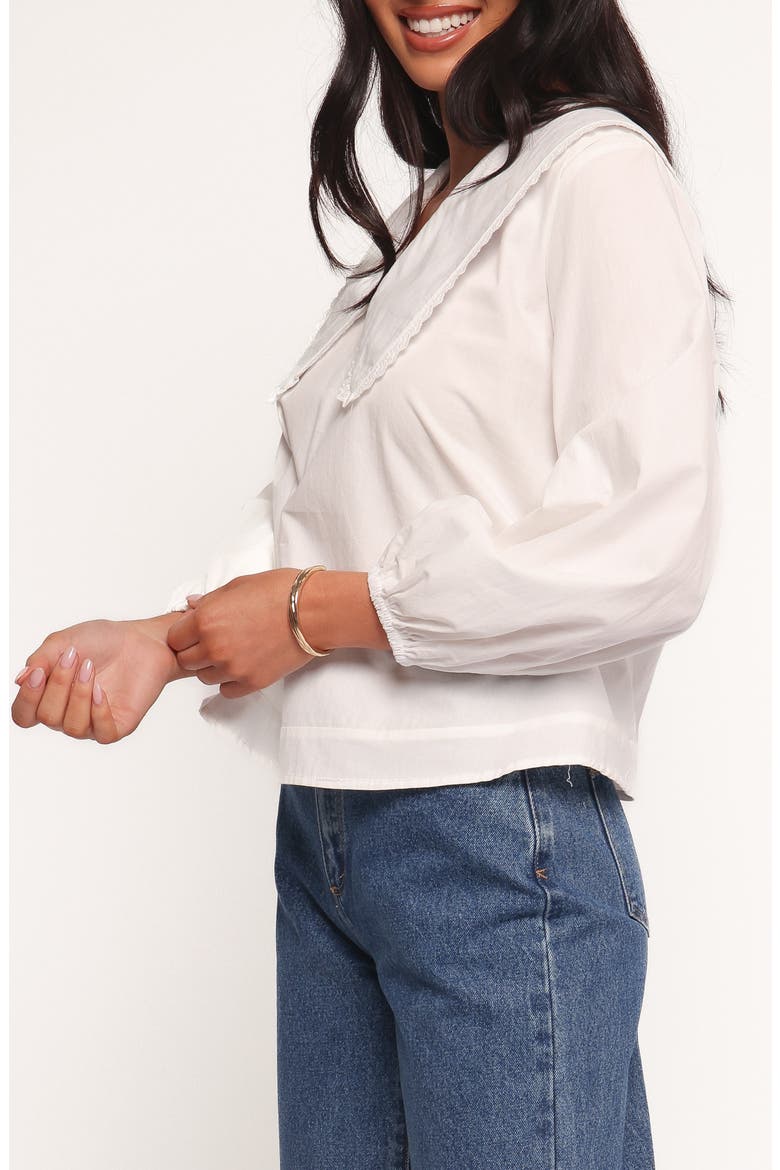 Kenna Collared Cotton Poplin Top, Alternate, color, WHITE