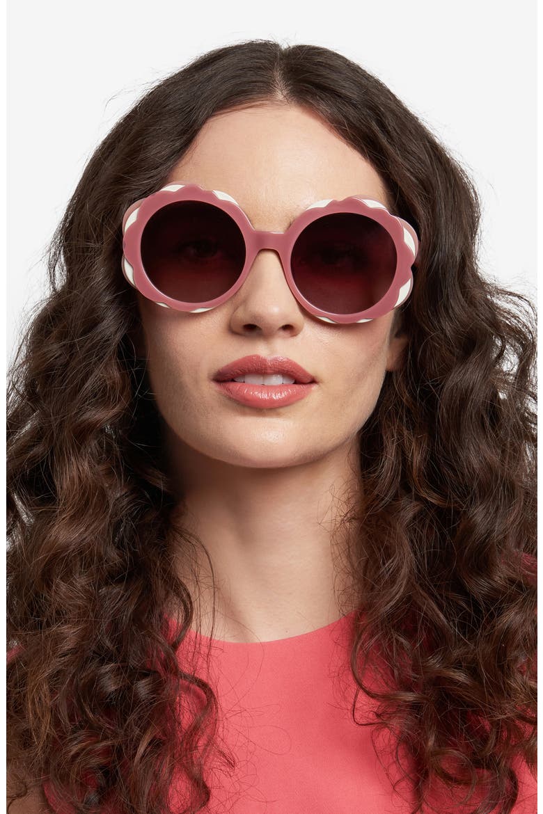 vivi 54mm round sunglasses, Alternate, color, PINK/ PINK