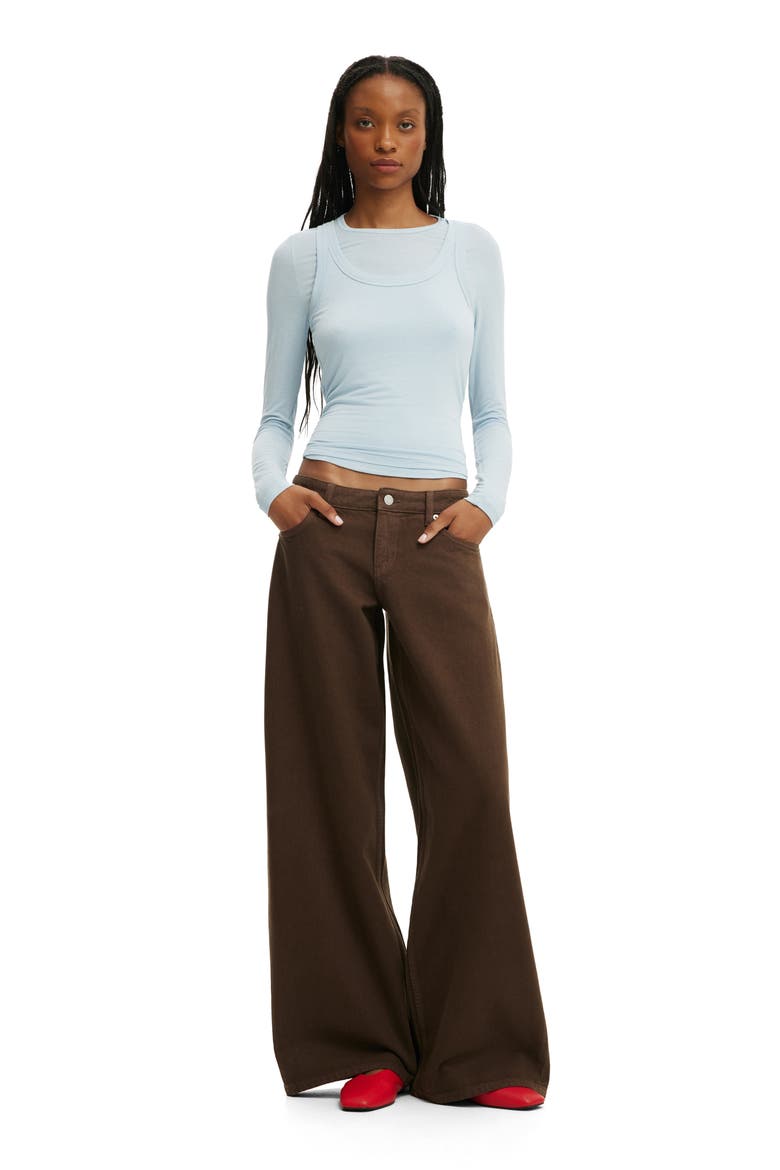 Low Rise Wide Leg Jeans, Alternate, color, WASHED CHOCOLATE
