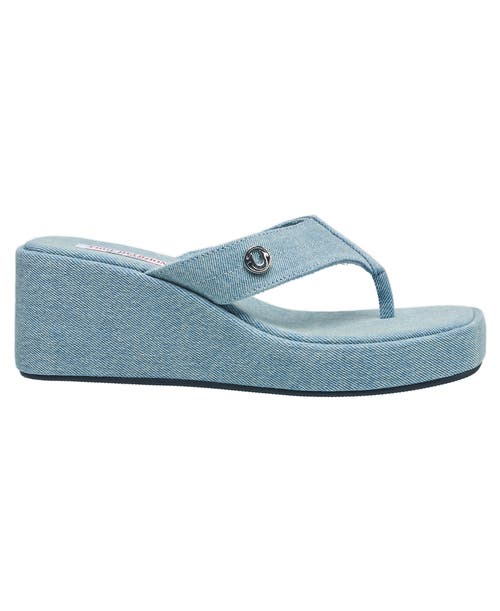 True Religion Latto Slip On Wedge Sandal In Blue