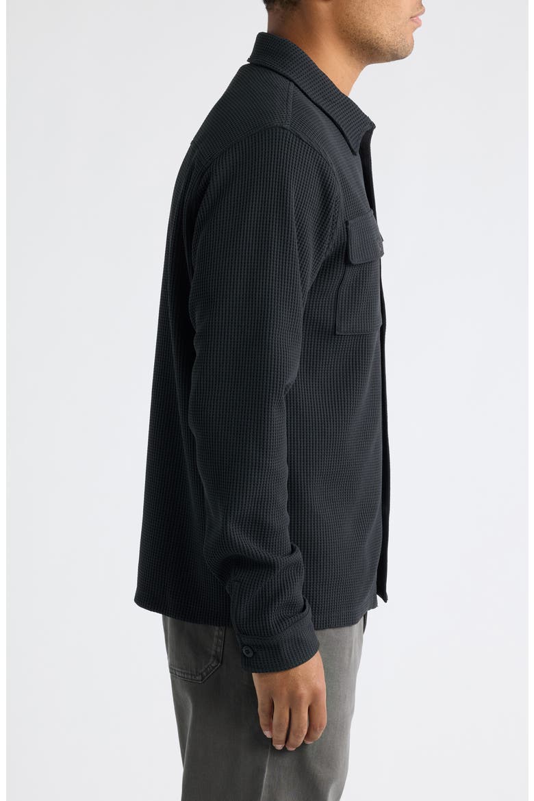 Tech Waffle Button-Up Shirt Jacket, Alternate, color, BLACK
