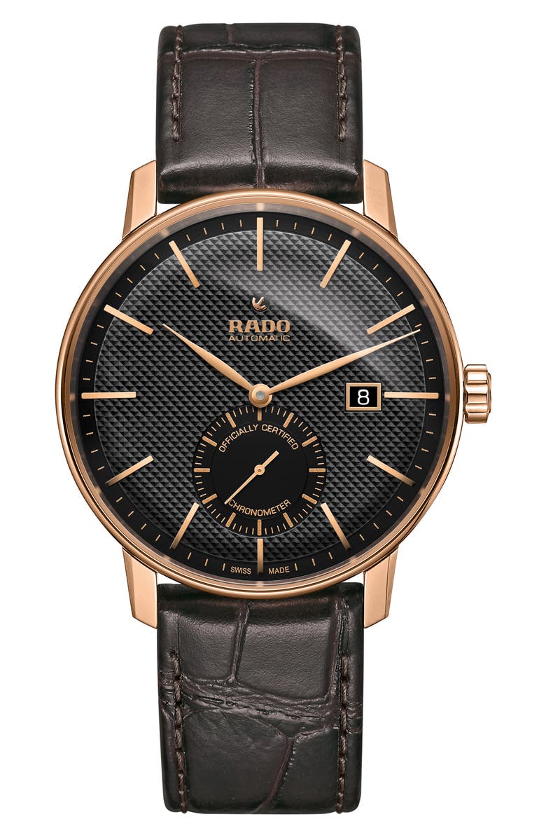 RADO Coupole Classic Automatic Leather Strap Watch, 41mm, Main, color, 