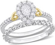 Julianna B. Diamond Pear Halo Bridal Ring Set 14k