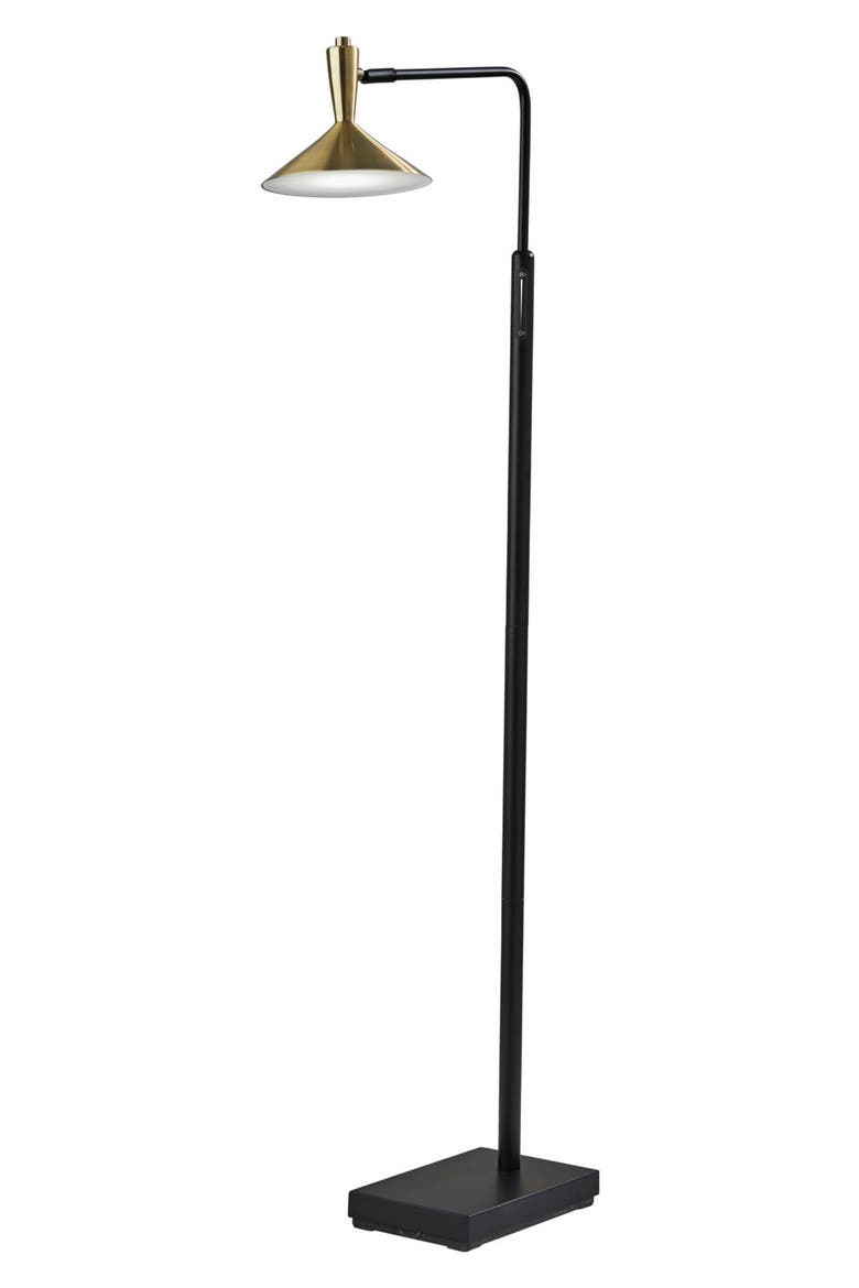 Lucas LED Floor Lamp, Main, color, BLACK/ ANTIQUE BRASS