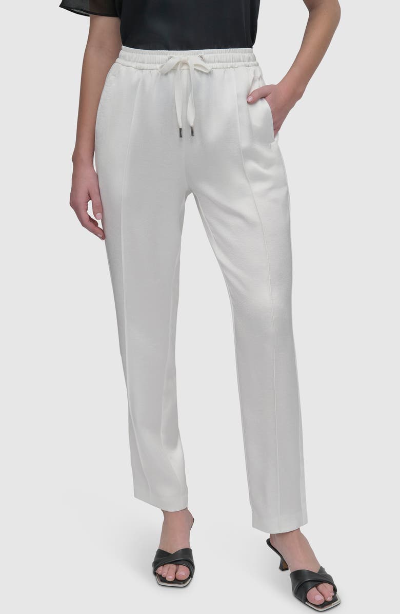 DKNY Side Stripe Track Pants, Main, color, Ivory