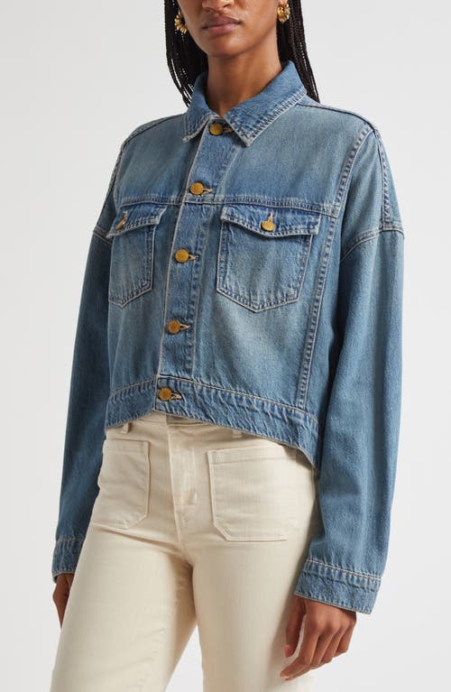 L'agence Vianney High-low Crop Denim Jacket In Blue
