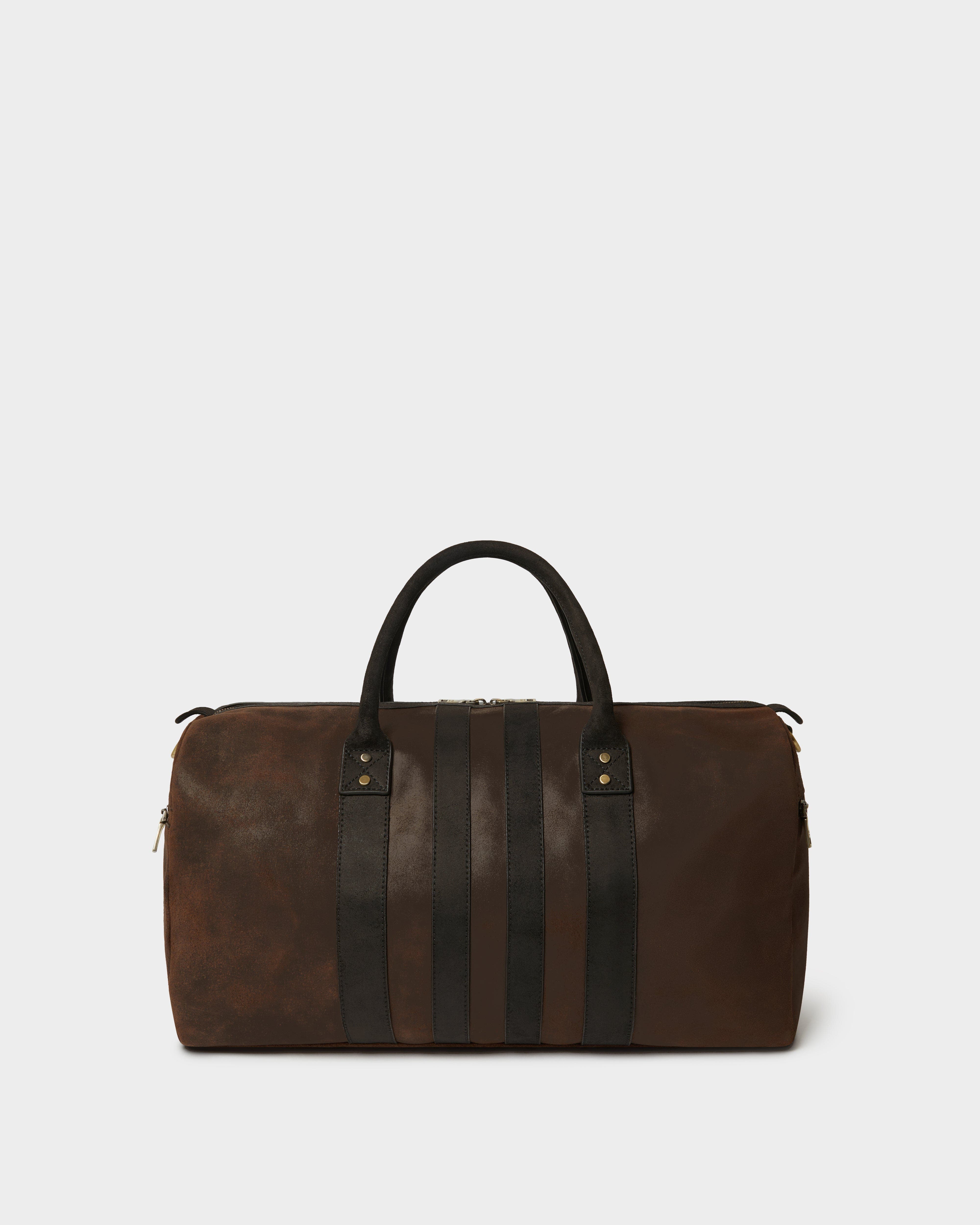The Jenson Leather Holdall, Alternate, color, Chocolate & Black