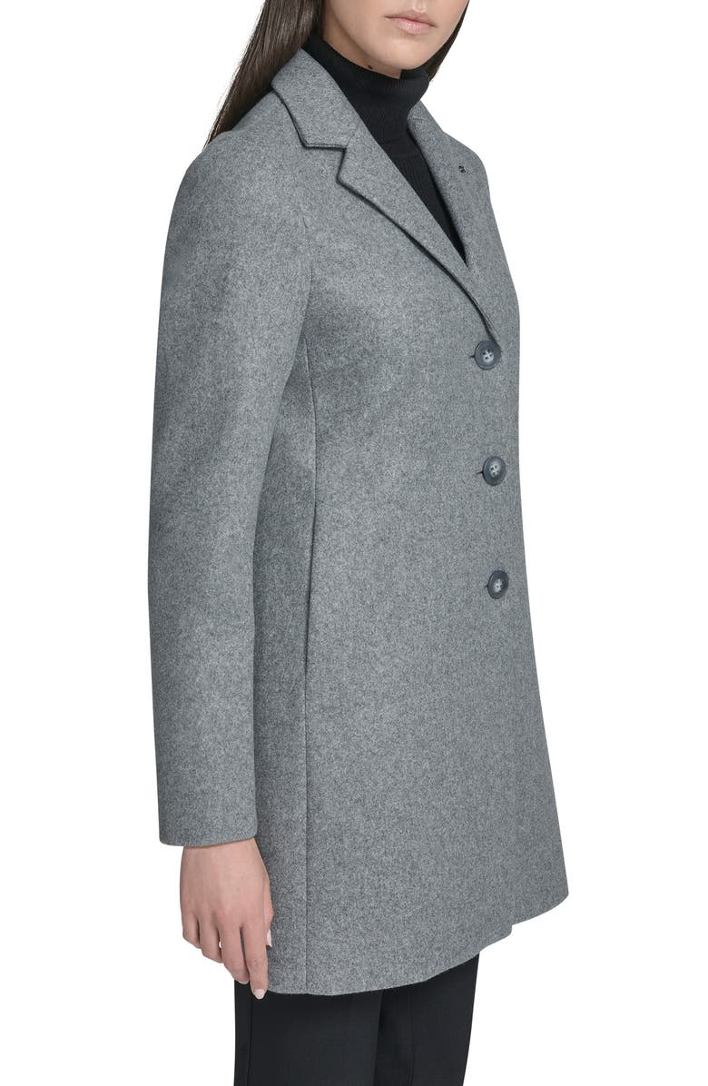 Calvin Klein Classic Notch Lapel Coat, Alternate, color, Med Grey