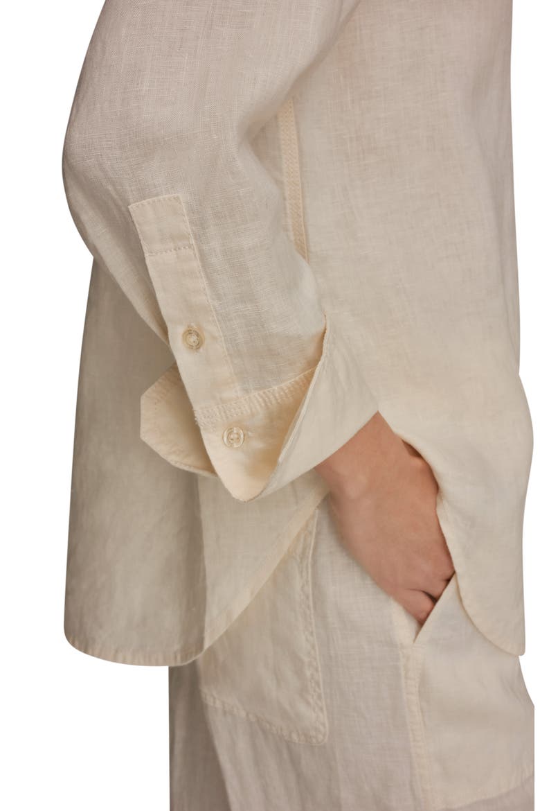 Linen Button-Up Shirt, Alternate, color, BUTTERCREAM