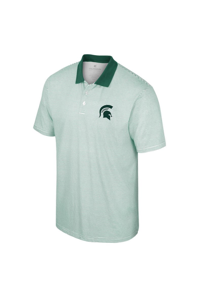 Men's Colosseum White Michigan State Spartans Print Stripe Polo, Alternate, color, White