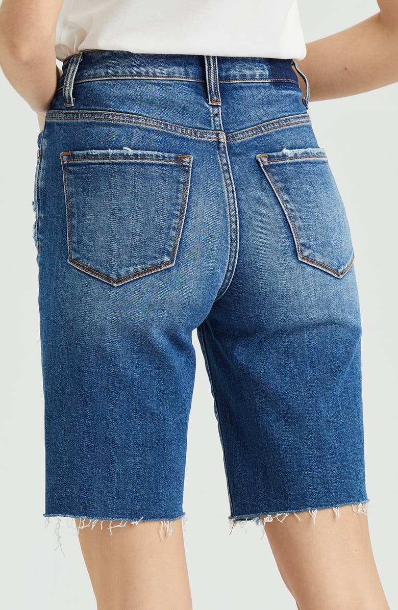 Bayeas Raw Hem High Waist Knee Length Denim Shorts, Alternate, color,