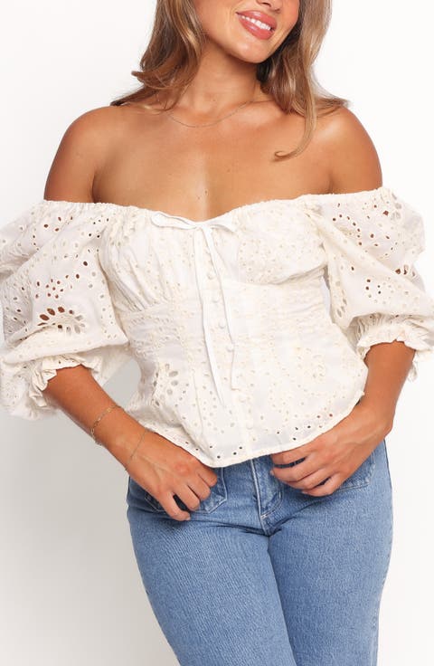 Mairead Eyelet Off the Shoulder Top