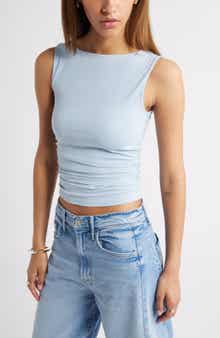 Open Edit Boat Neck Sleeveless Top