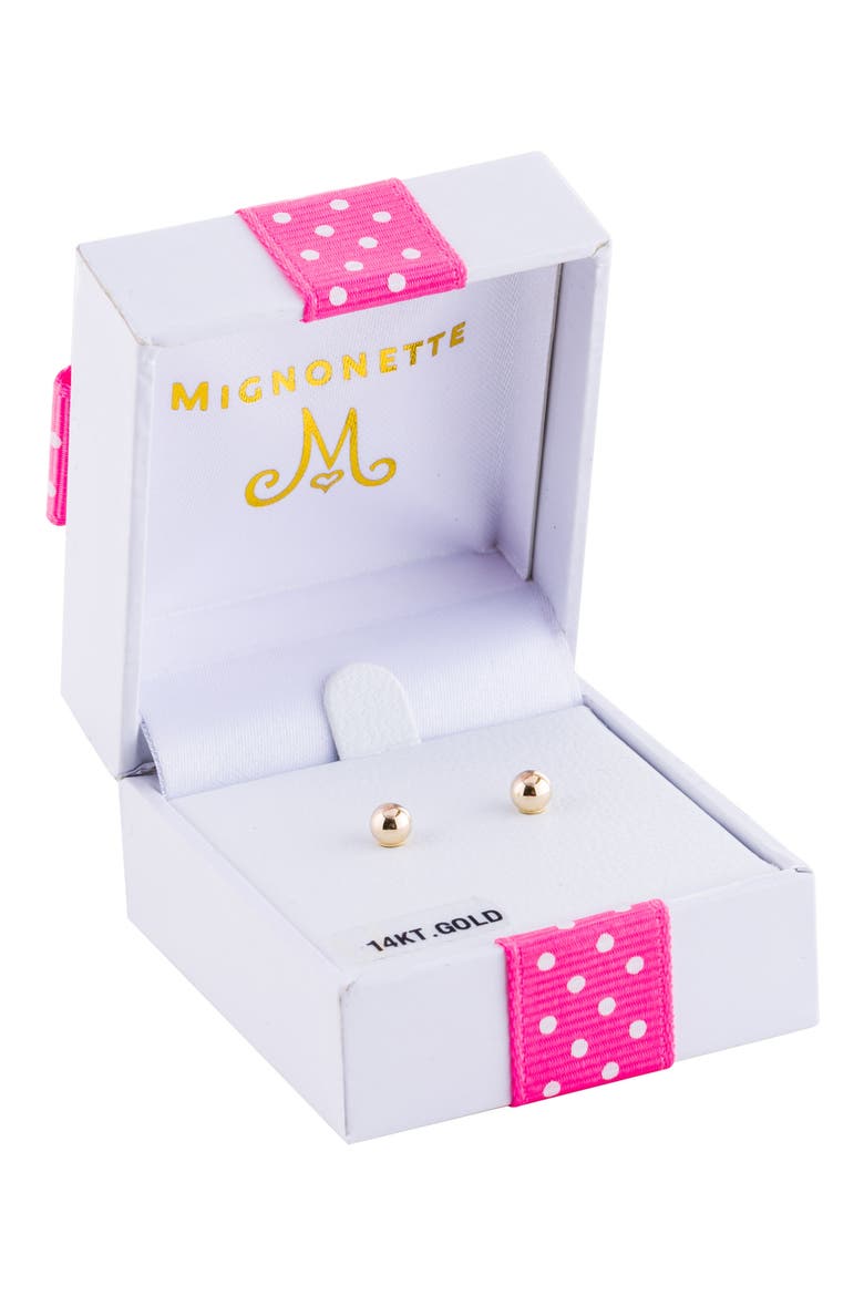 14k Gold Ball Earrings, Alternate, color, GOLD